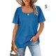 thumbnail image 3 of Jumpingount Camiseta de algodón de manga corta para mujer, blusa holgada informal plisada elegante, Top de vacaciones para primavera y verano, ropa diaria Prendas para la parte del cuerpo Azul S Jumpingount AP010771-06, 3 of 5