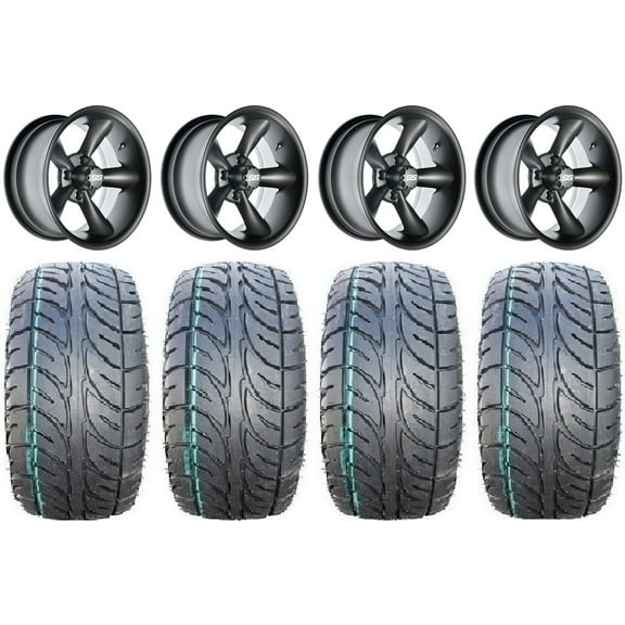 GTW Godfather 12" Golf Cart Wheels Gray 23" Fusion ST Tires E-Z-GO & Club Car