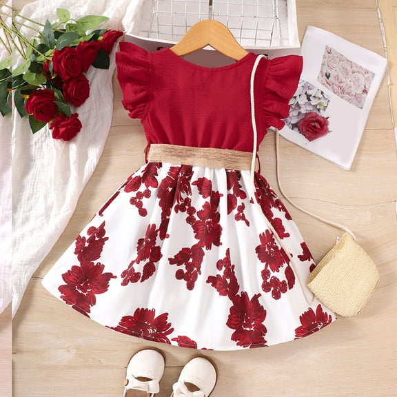 Vedolay Spring Dresses Tulle Rose Floral Petals Toddler Flower Girl Dresses Bridal Gown,RD1 4-5 Years