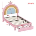 thumbnail image 3 of Twin Size Upholstered Rainbow Design Bed, Velvet Princess Platform Bed with Storage Drawer, No Box-spring Needed,Colorful&Pink, 3 of 7