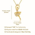 thumbnail image 2 of Tilo Jewelry 14K Yellow Gold Dainty Prima Ballerina Pendant Necklace with Cubic Zirconia CZ Stones for Women & Unisex | 18 Inch Cable Chain, 2 of 10