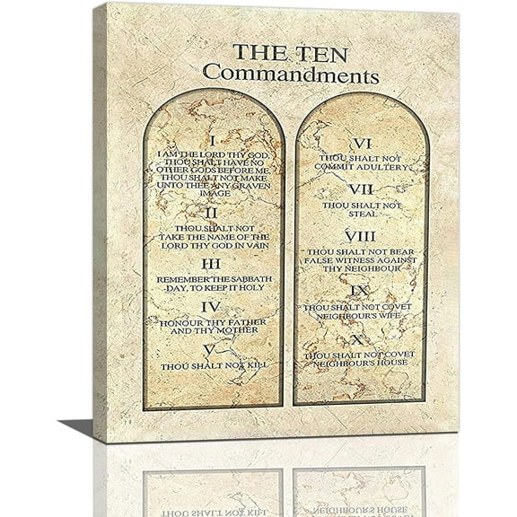 Rustic Ten Commandment Wall Art Christian 10 Commandments Wall Decor Religious Bible Verses Poster God Quotes Canvas Pictures Prints Framed Modern Artwork for Living Room Bathroom Bedroom 12"x16"