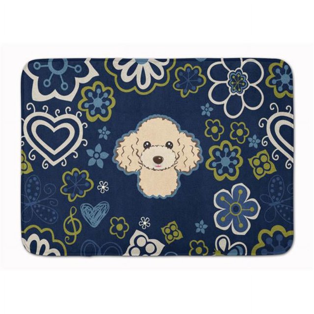 Carolines Treasures BB5109RUG Blue Flowers Buff Poodle Machine Washable Memory Foam Mat