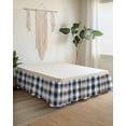 thumbnail image 2 of Blue Brown Plaid Wrap Around Bed Skirts for California King Bed 18" Drop,Bed Skirt with Adjustable Elastic Belt Dust Ruffle Bed Valance Modern Abstract Striped Gingham Checked Bed Frame Cover, 2 of 7