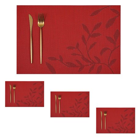 

Pack of 4 European Style Floral Pattern Place Mats Placemats for Dining Table Heat Resistant Place Mats Non-Slip Stain Resistant Red
