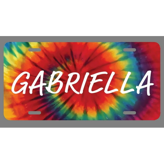 Gabriella Name Tie Dye Style License Plate Tag Vanity Novelty Metal | UV Printed Metal | 6-Inches By 12-Inches | Car Truck RV Trailer Wall Shop Man Cave | NP1377