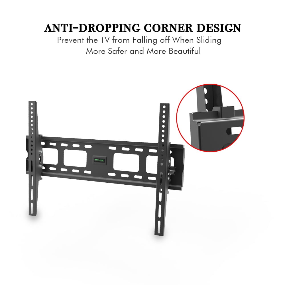 Tilting TV Wall Mount Bracket for 32-70 Inch Flat Screen TVs/Curved TVs, Low Profile TV Wall Mount Bracket with 10 Degrees Tilting- Easy to Install, up to VESA 400x600mm Weight up to 110 LBS
