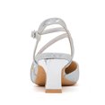 thumbnail image 4 of kkdom Womens Sandals Heels Pumps Closed Pointed Toe Block Heels Slingback Casual Chunky Heels Office Shoes Silver Size 8.5, 4 of 6