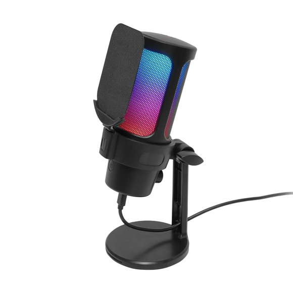 Micrófono USB para juegos VCOM PD100X con soporte, filtro pop y RGB