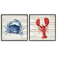 thumbnail image 2 of Stupell Indtries Nautical Blue Crab and Red Lobster Beige Stripes,24 x 24,Design by Patricia Pinto, 2 of 5