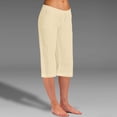thumbnail image 2 of JJHGVB Cotton Linen Capris for Women Wide Leg Capri Cotton Linen Pants Dress Shorts for Women Wide Leg Shorts for Women Beach Boho Casual Pants High Waisted Pleated Womens Long Shorts Khaki 3XL, 2 of 9