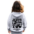 thumbnail image 4 of Grblisyd Boys Girls Graphic Hoodies Cute JESUS LOVES YOU Letter Print Long Sleeve Pullover Hoodie Sweatshirt, 4 of 6