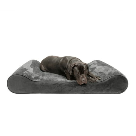 UPC: 0842229118186 | FurHaven Pet Products Minky Plush & Velvet Luxe Lounger Memory Foam Contour Pet Bed for Dogs & Cats – Gray Giant
