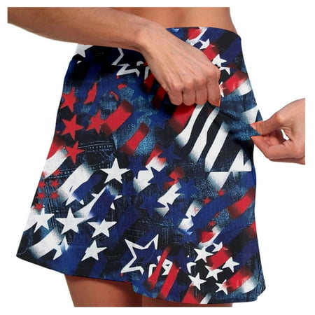 SUYIDA Mini Skirts for Women Casual Prints Yoga Culottes Slim High Waisted Active Skirt for Women Casual Summer Skirts Navy XXXXXL