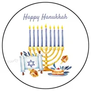 Happy Hanukkah Menorah Sticker Party Favors Sticker Envelope Seals Labels Stickers Phone Decal Water Bottle Stickers Car Decals, Laptop Sticker