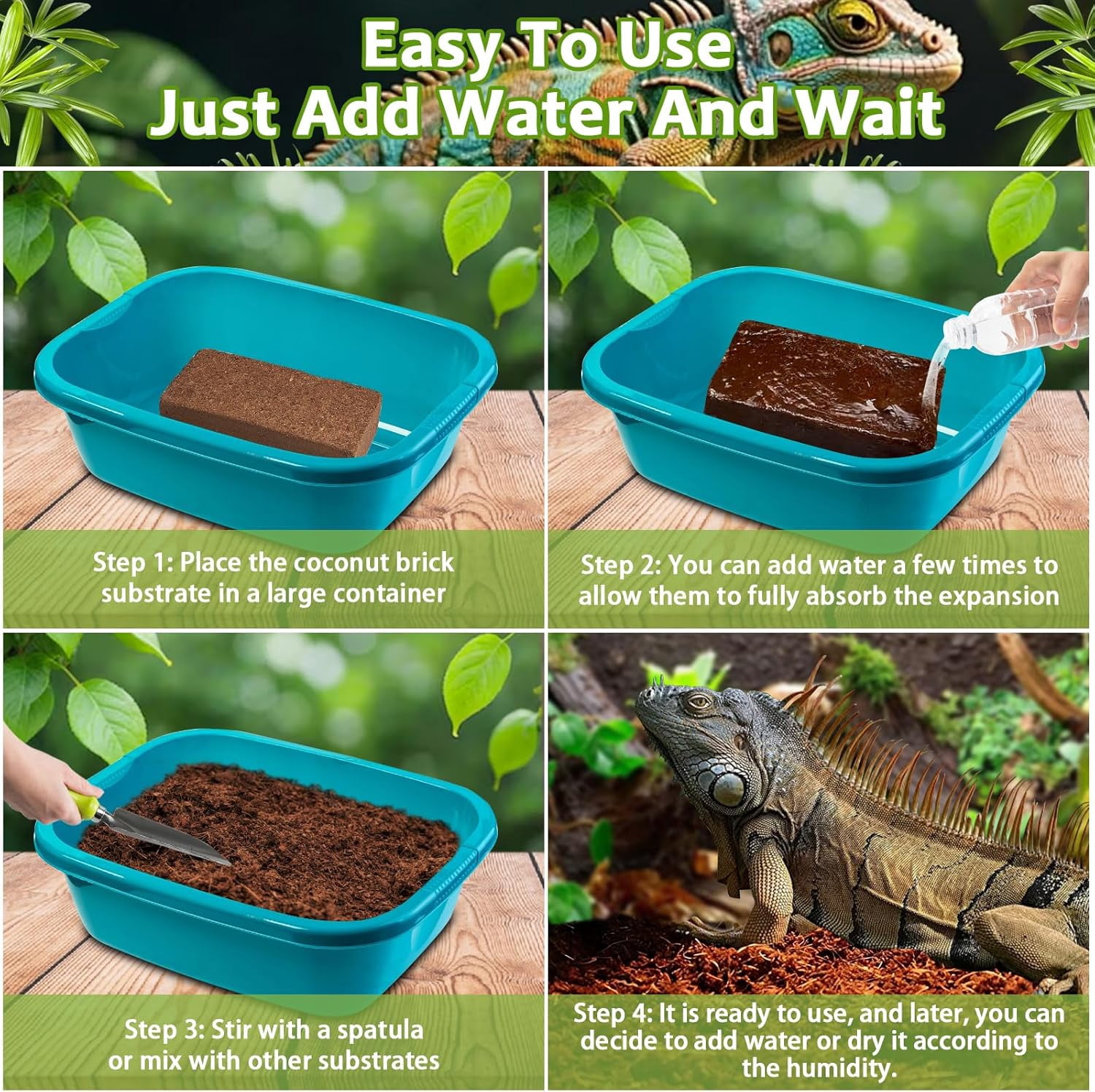 1 Pack Natural Coconut Fiber Substrate for Reptile- Premium Compressed Coconut Husk Terrarium Bedding for Reptile, Tortoise, Frogs, Snakes Hermit Crabs, Burrowing Animals