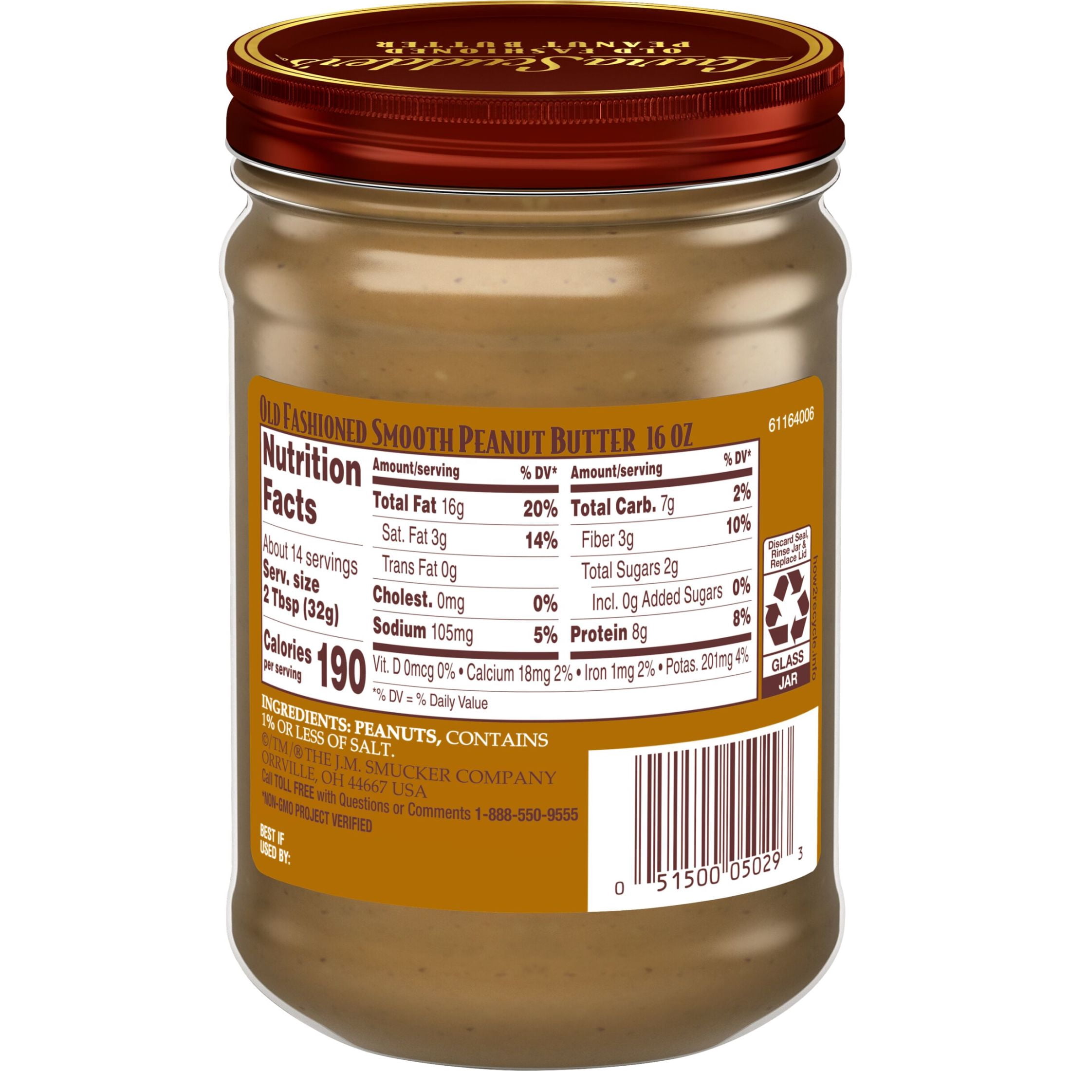 Laura Scudder's All Natural Smooth Peanut Butter, 16 oz Jar