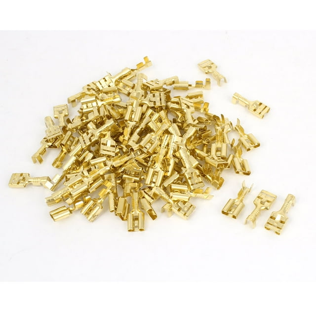 Unique Bargains Vehicle Non-insulated 7.5mm Spade Crimp Electrical Terminals Connectors 100 Pcs
