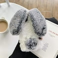 thumbnail image 2 of Plush Rabbit Case Compatible with Google Pixel 6A,Fluffy Fuzzy Cute 3D Bunny Ears Soft Warm Case Faux Fur Shockproof TPU Back Cover with Bling Diamond Chic Bowknot,Black and White, 2 of 4