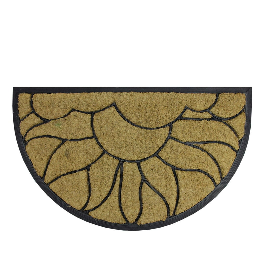 Decorative Black Rubber and Coir Outdoor Half Round Door Mat 29.75" x