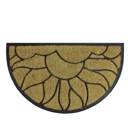 Decorative Black Rubber And Coir Outdoor Half Round Door Mat 29 75