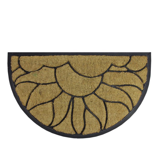 Decorative Black Rubber and Coir Outdoor Half Round Door Mat 29.75" x