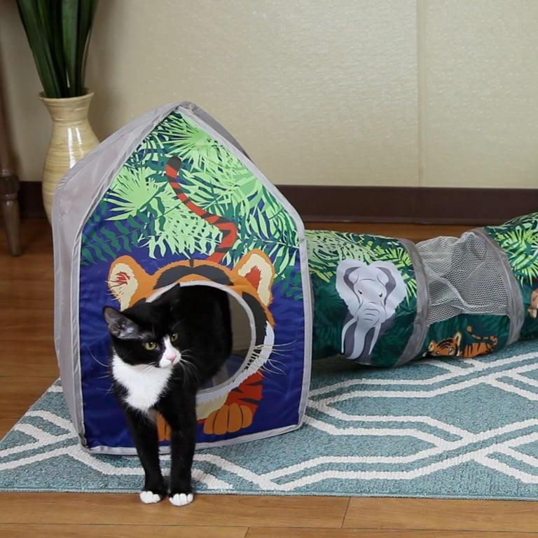 Collapsible Jungle Tunnel Cube Cat Play Condo photo 3