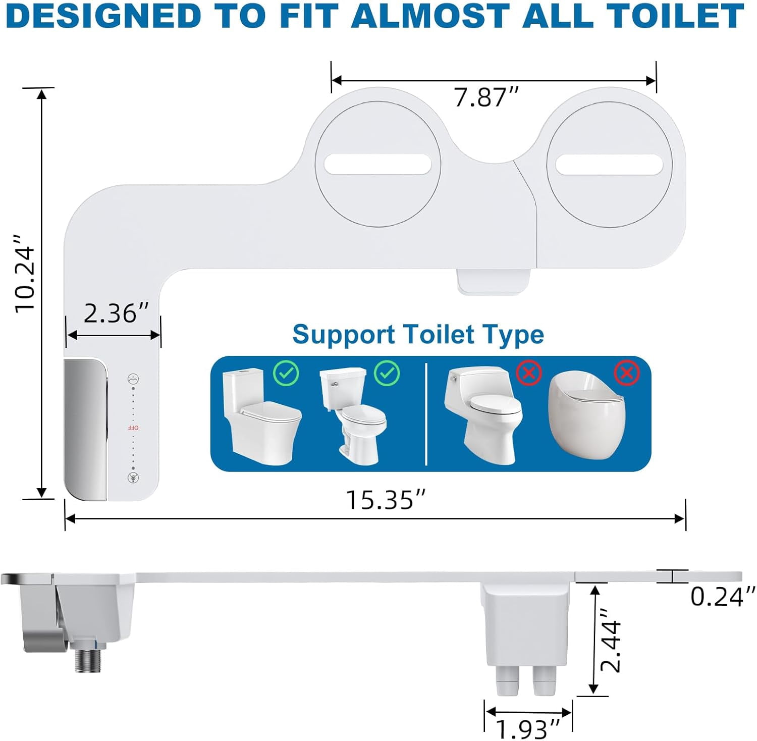 ChaoLink Bidet Attachment for Toilet with Water Pressure Control and Self-Cleaning Dual Nozzles