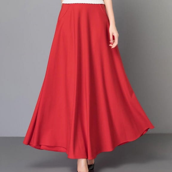 Women's Casual High Waist Loose Pleated Skirt A-Line Large Swing Plus Size