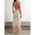 thumbnail image 5 of Women'S Beach Dress Deep V Neck Backless Striped Bodycon Halter Knit Maxi Dress Colorful S, 5 of 8