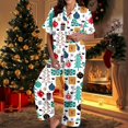 thumbnail image 2 of Christmas Pajama Set Silk Satin Soft Sleepwear Outfits Short Sleeve Button Down Pajama with Pants Christmas Pajama Sets, 2 of 5