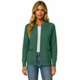 thumbnail image 4 of Stichou Women's Zipper Knitted Jacket Zip Up Sweaters Long Sleeve Casual Loose Outwear with Pockets Green 2XL, 4 of 7