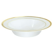 Amscan Premium Plastic Bowls, 7-1/2", Clear With Gold Trim, 10 Bowls Per Pack, Set Of 2 Packs