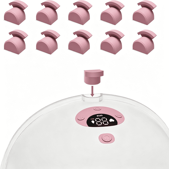XIRQI 10Pcs Pump Parts Compatible with M5 Wearable Breastpump,Prevent Leaks Silicone Spout Cap Fit for M5 Pumps,Dustproof,Keep Clean Spout Cover Breast Pump Replacement Parts,Pink