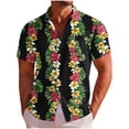 thumbnail image 2 of Erwazi Men's Hawaii Printed Cotton Linen Shirt Short Sleeve Collared Button Down Casual Shirt with Chest Pocket, 2 of 7