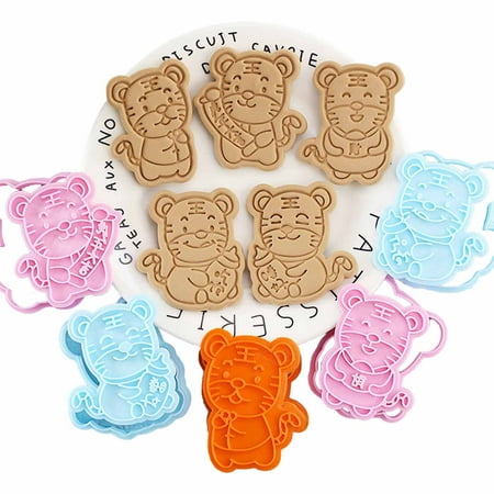 

Cookie Stampers for DIY Cake Baking Decoration Supplies 2022 New Year Zodiac Tiger Household Plastic Cake Plunger Cutter