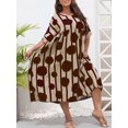 thumbnail image 2 of Vestido de mujer O-cuello Mangas cortas Bolsillos Estampado floral Dobladillo plisado Tallas gr CACAGOO Vestido, 2 of 7