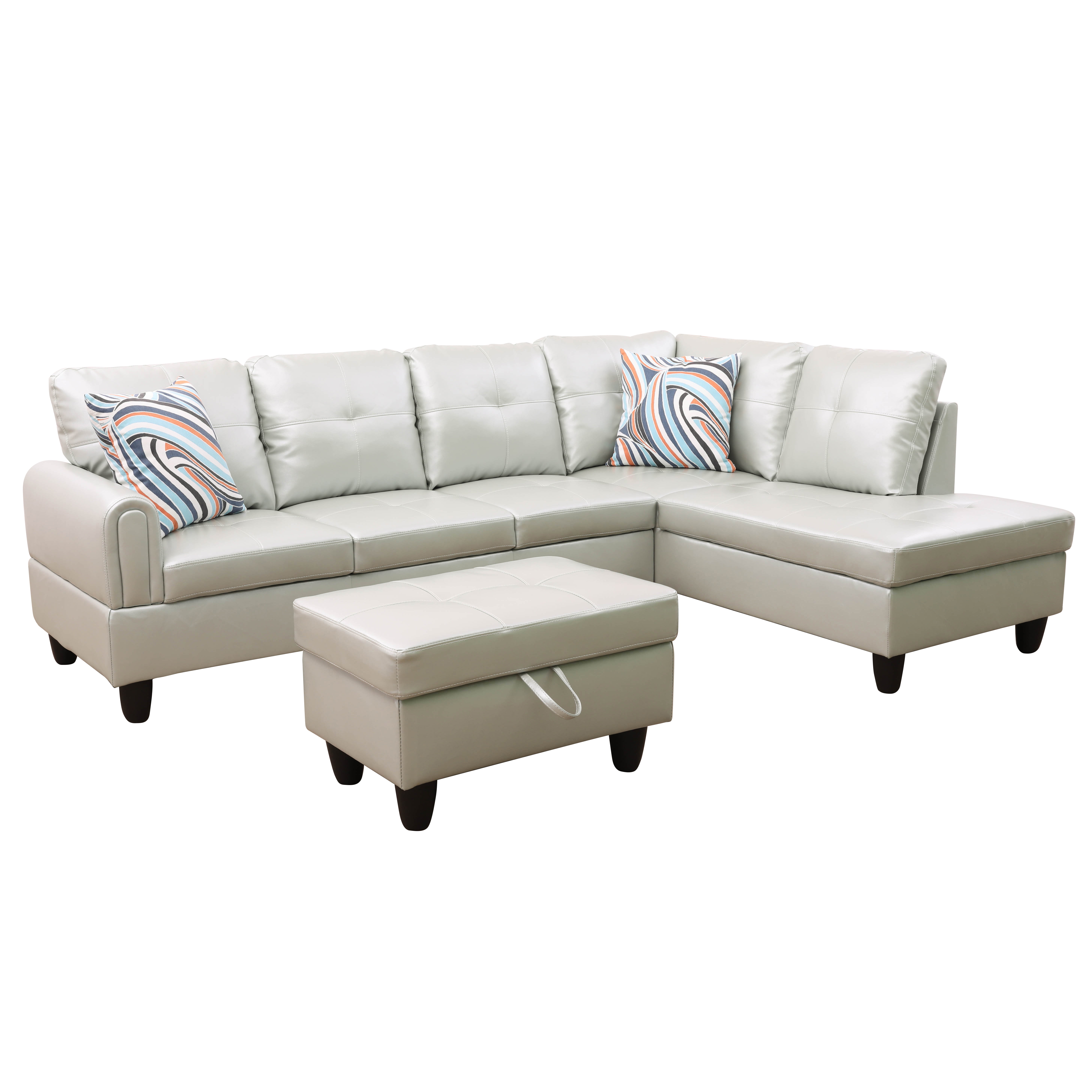 MAYEERTY Silver Green Modern 3-Piece Couch Stylish Unique-Toned Living Room Furniture