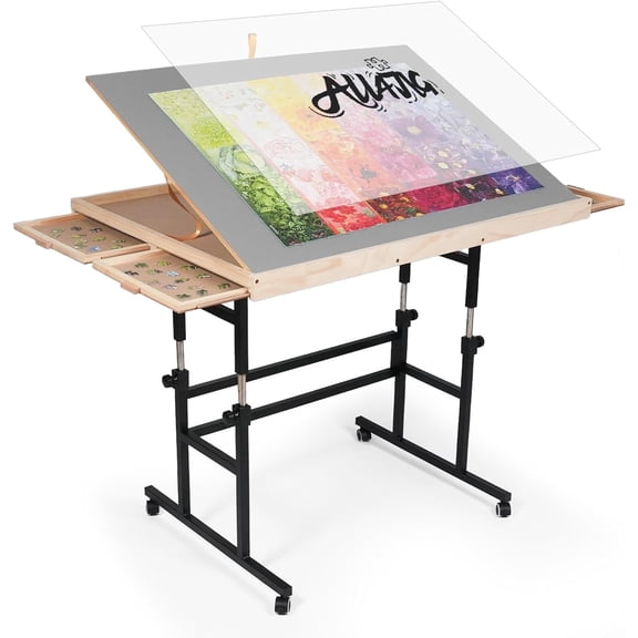 ALL4JIG Jigsaw Puzzle Table Adjustable Portable Wooden 3-Tilting-Angle with 4 Drawers and Cover for Adults 1500 Piece 25x34 Inch