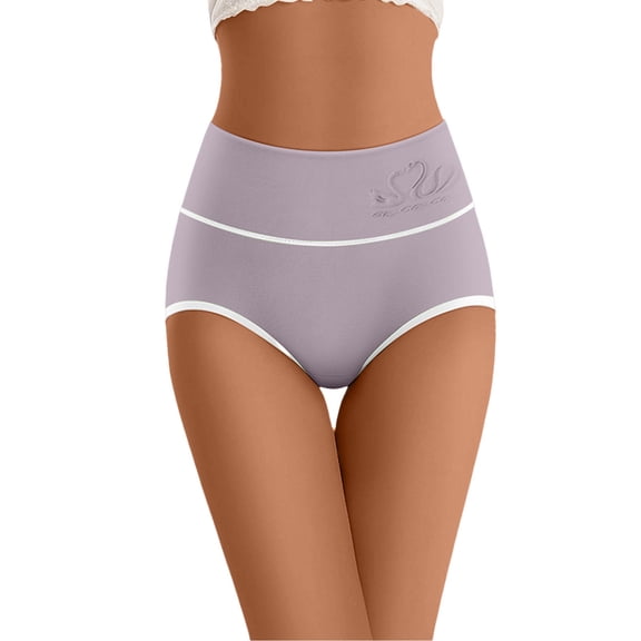 Ruimatai Women's High Waist Underwear Tummy Control Comfortable Breathable Soft Nylon Solid Color Panties