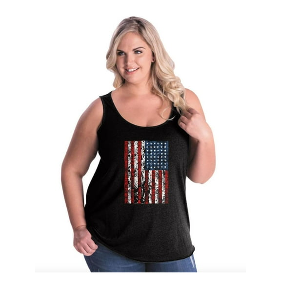 Women's Plus Size Tank Top - American Flag 4th of July