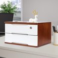 thumbnail image 2 of Aiqidi Wooden Desktop Storage Box 2Drawers Jewelry Accessory Sundries Organizer Countertop Decoration Organizing Box with 1Lock(Walnut+White), 2 of 12