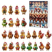 Christmas Advent Calendar 2025, 24 Days Christmas Countdown Toys with 2D Acrylic Chicken Ornaments, Calendar Playset for Kids Adults Xmas Tree Wall Door Window Decor