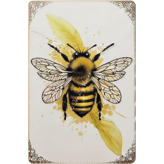 Novelty Tin Sign Bee Decor, Bees Decorations For Kitchen, Fun Decorative Sign for Home Kitchen Bar Room Garage Decor Insect Honey Bumblebee Gift for Her Gift for Mum 5.5x8 Inches