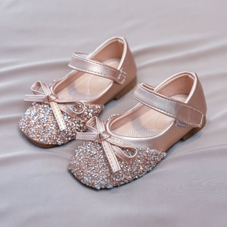 

First Rubber Shoes Flat Sole Princess Baby Bowknot Girls Dress Mary Baby Shoes Gold 23