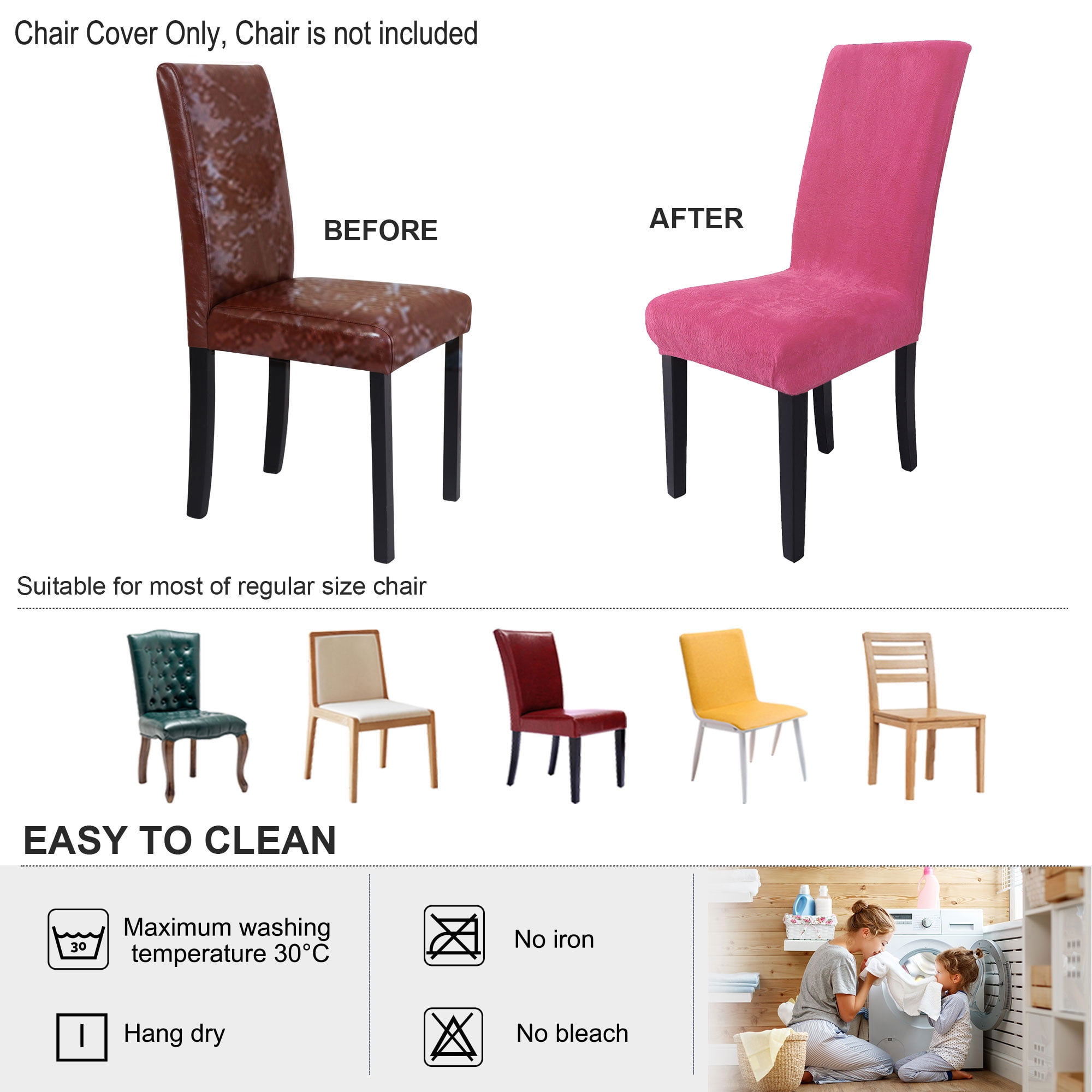 Unique Bargains Stretch Plush Short Dining Chair Cover Red