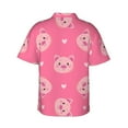 thumbnail image 3 of Easygdp Cartoon Pigs and Hearts Men's Hawaiian Shirts Print Lapel Short Sleeve for Beach, vacation, party, casual occasions - Large, 3 of 9