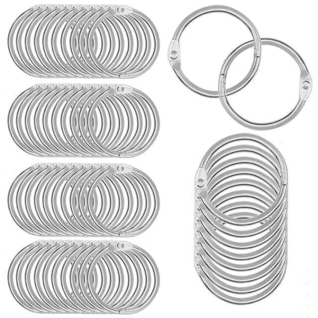 50 Pack Loose Leaf Binder Rings, Silver 1.5" (38mm) Capacity, for Index Cards Album Notebook Crafts Paper, Keychain Key Rings Steel Metal Book Rings