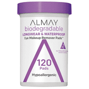 120 Count, Almay Longwear & Waterproof Eye Makeup Remover Pads, Hypoallergenic, Cruelty Free, Fragrance Free, Ophthalmologist Tested