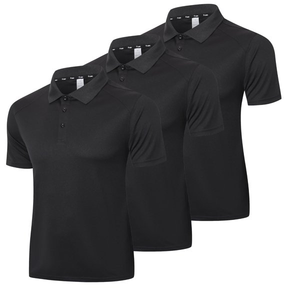 Men’s 3 Pack Polo Shirt Moisture Wicking Quick Dry Performance Athletic Short Sleeve Golf Shirt